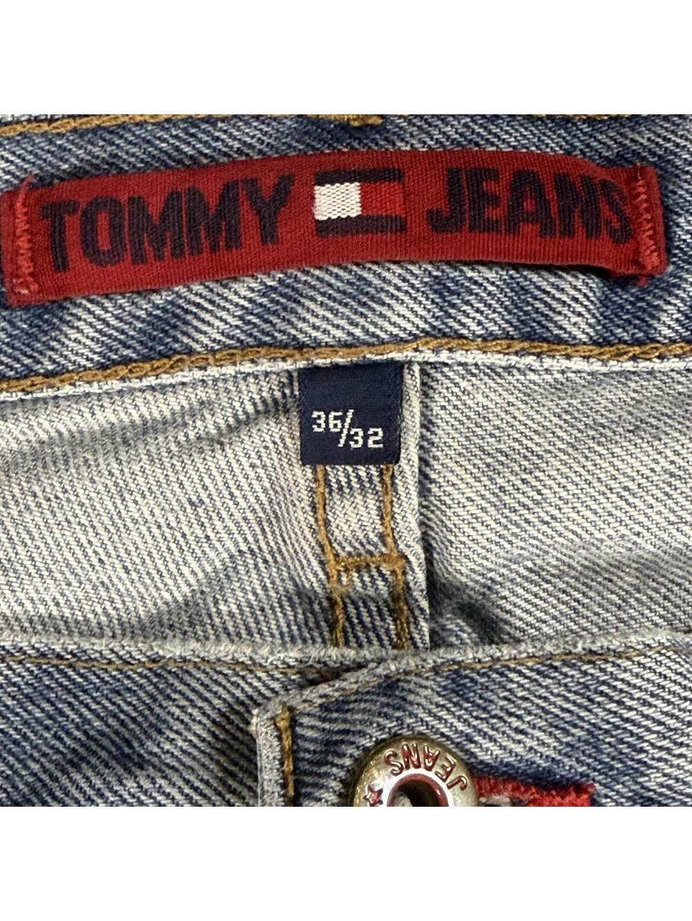 Vintage 90s Tommy Jeans - Light Wash Embroidered Flag Pocket Denim (36x32) - Picture 5 of 6